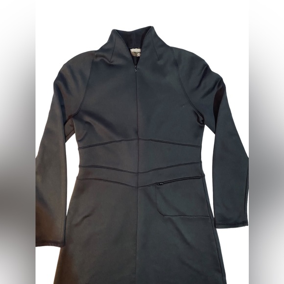 Athleta Cassidy Long Sleeve Scuba Zip Front Ponte Knit Dress Black Women's Large - Picture 2 of 10